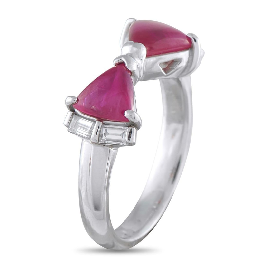 PLATINUM 0.33CT DIAMOND AND RUBY RING - 2