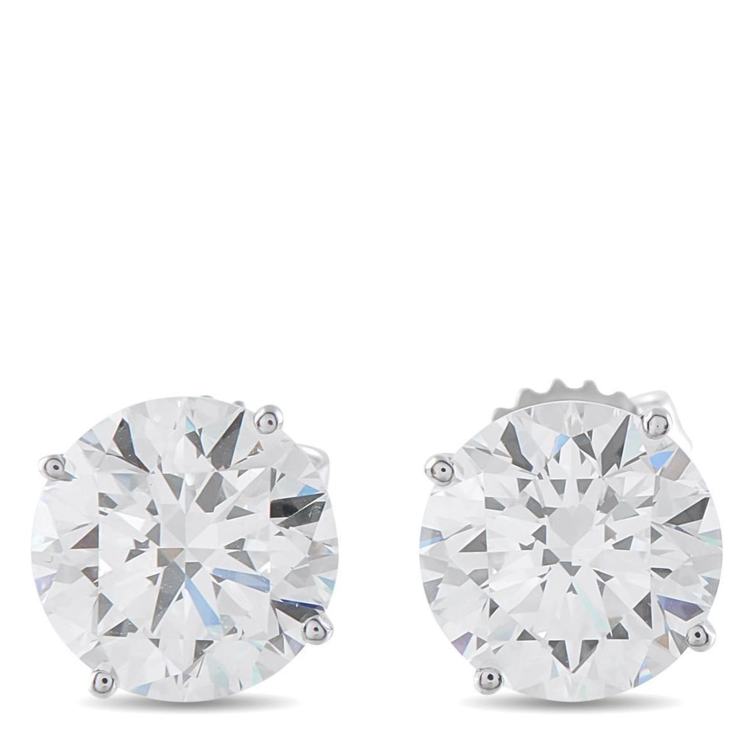 14K WHITE GOLD 5.0CT LAB-GROWN DIAMOND STUD EARRINGS: These simple, elegant stud earrings will add a touch of luxury to any occasion. Sparkling Lab Grown Diamonds totaling 5.0 carats make them incredibly impressive. Each earring features a classic 4-pron