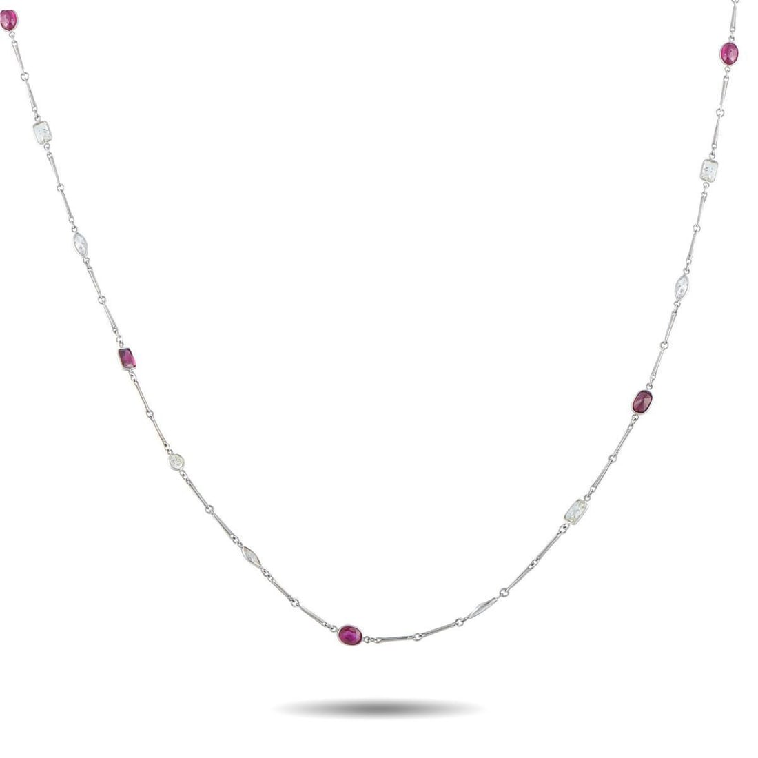 PLATINUM 5.0 CT DIAMOND AND 5.8 CT RUBY LONG NECKLACE (1 of 3)