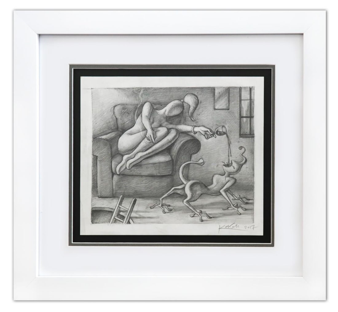 Mark Kostabi- Original Drawing on Paper "Indulgence" (1 of 3)