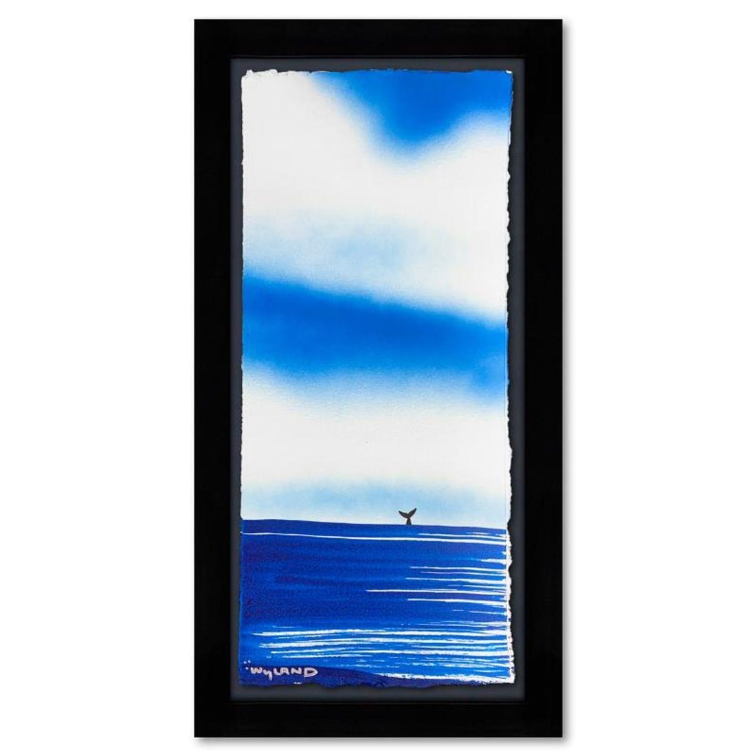 Wyland, "Fluke" Framed, Hand Signed Original Painting with Letter of Authenticity.: Fluke is an original painting acrylic on deckle edge paper by Wyland. Hand signed by the artist, the piece comes custom framed and with a letter of authenticity. Measures approximately 26.5" x 14.5" (