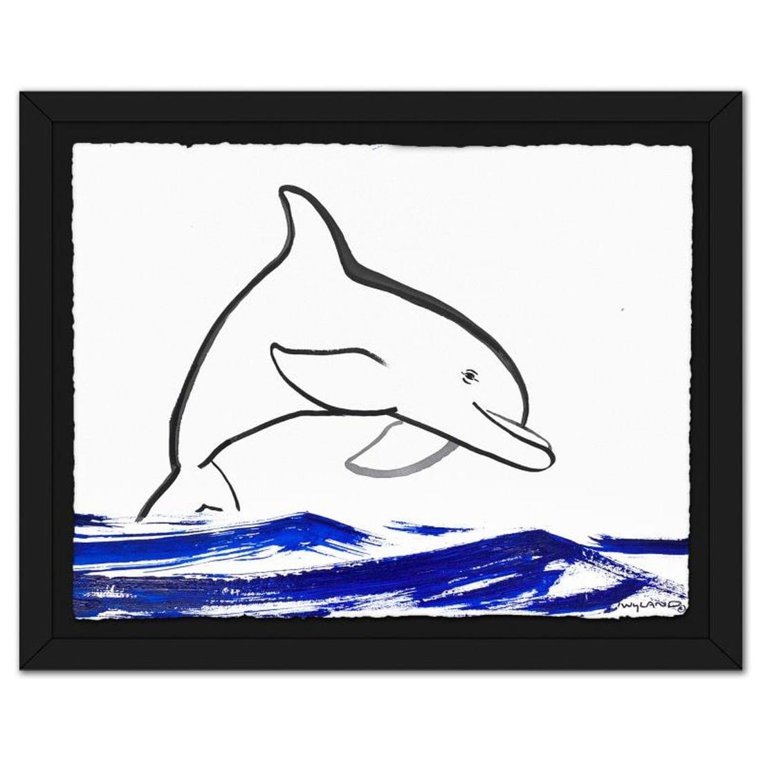 Wyland, "Dolphin" Framed Original Sumi Ink Painting, Hand Signed with Letter of Authenticity.: Dolphin is an original sumi ink painting on paper by Wyland, hand signed by the artist. This piece comes custom framed. Includes Letter of Authenticity. Measures approx. 30" x 37" (frame), 23" x 30" (