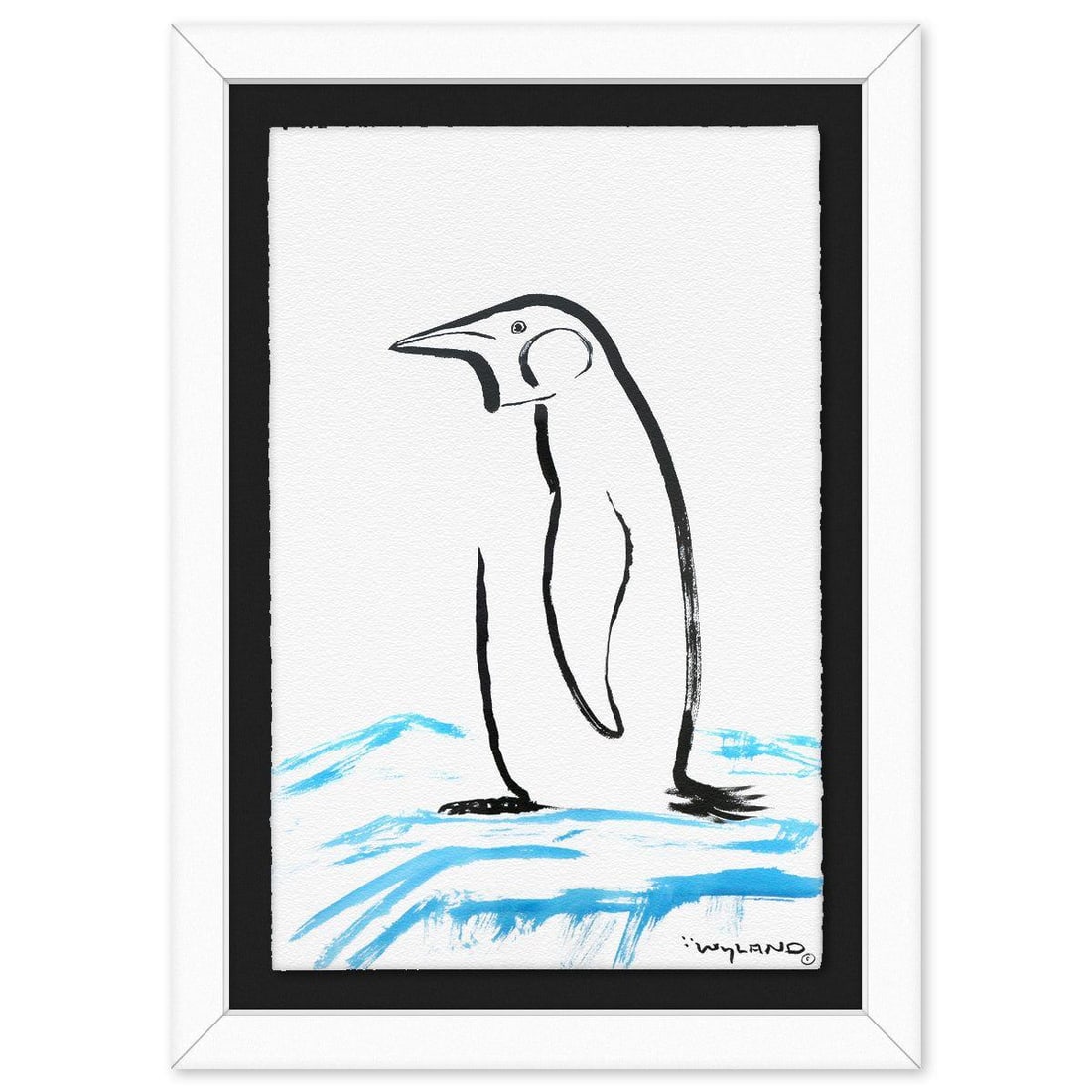 Wyland- Original Sumi Ink Painting "Penguin" (1 of 2)