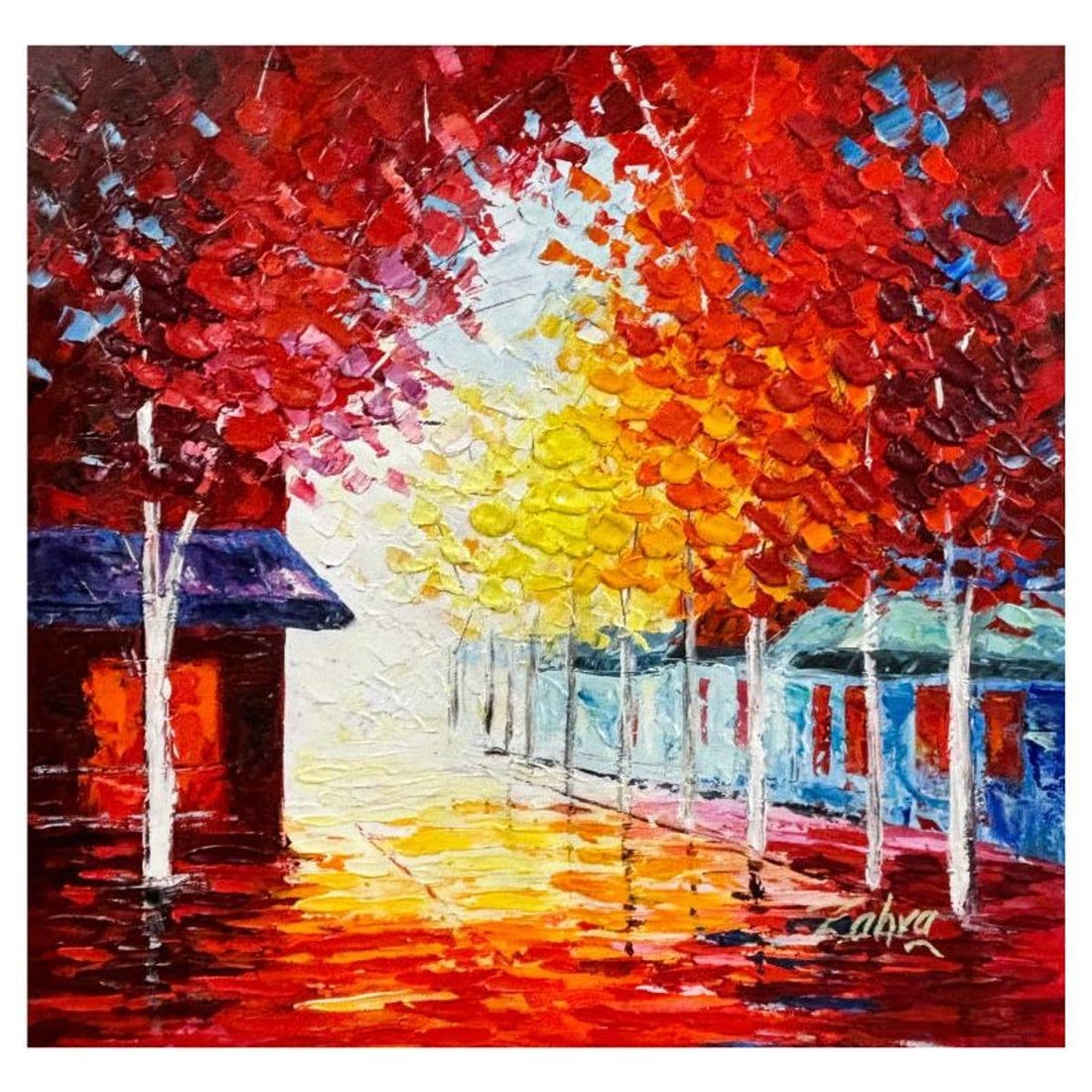 Zahra, Original Acrylic Painting on Canvas, Hand Signed with Letter of Authenticity.: This is an original acrylic painting on canvas by Zahra, hand signed by the artist. Includes Letter of Authenticity. Measures approx. 24" x 24" (image).