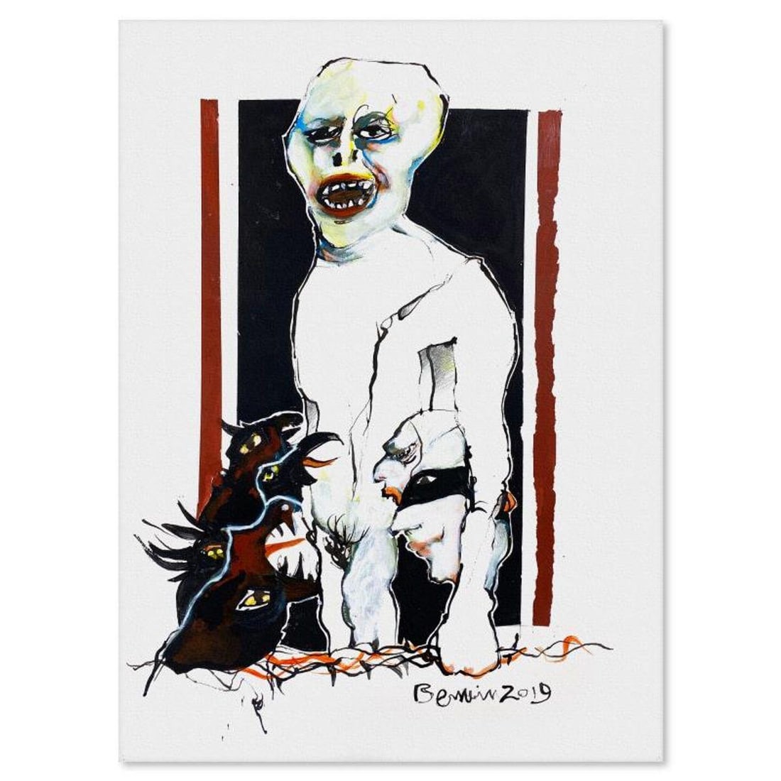 Milton Berwin (1925-2023), Original Painting (30" x 22"), Hand Signed with Letter of Authenticity.: This is an original painting on paper by Milton Berwin (1925-2023), hand signed by the artist. Includes Letter of Authenticity. Measures approx. 30" x 22" (image).