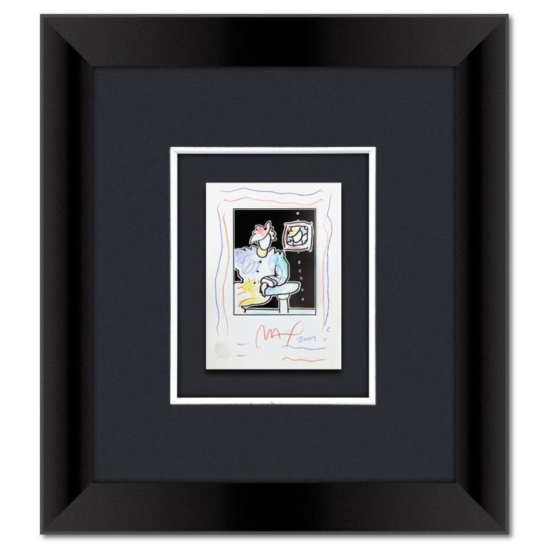 Peter Max, Framed One-of-a-Kind Mixed Media, Hand Signed with Registration Number Certifying (1 of 2)