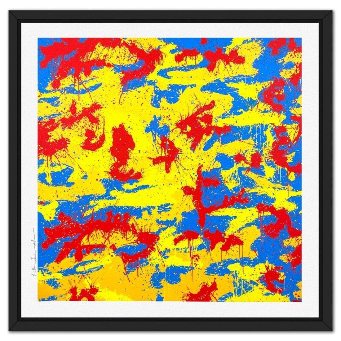 Mr. Brainwash, "Camo Splash A" Framed Limited Edition Silk Screen, Hand Signed with Certificate of: Camo Splash A is a limited edition silk screen print on paper by Mr Brainwash, hand signed and thumb-printed by the artist. The piece comes custom framed with a Certificate of Authenticity. Measures a