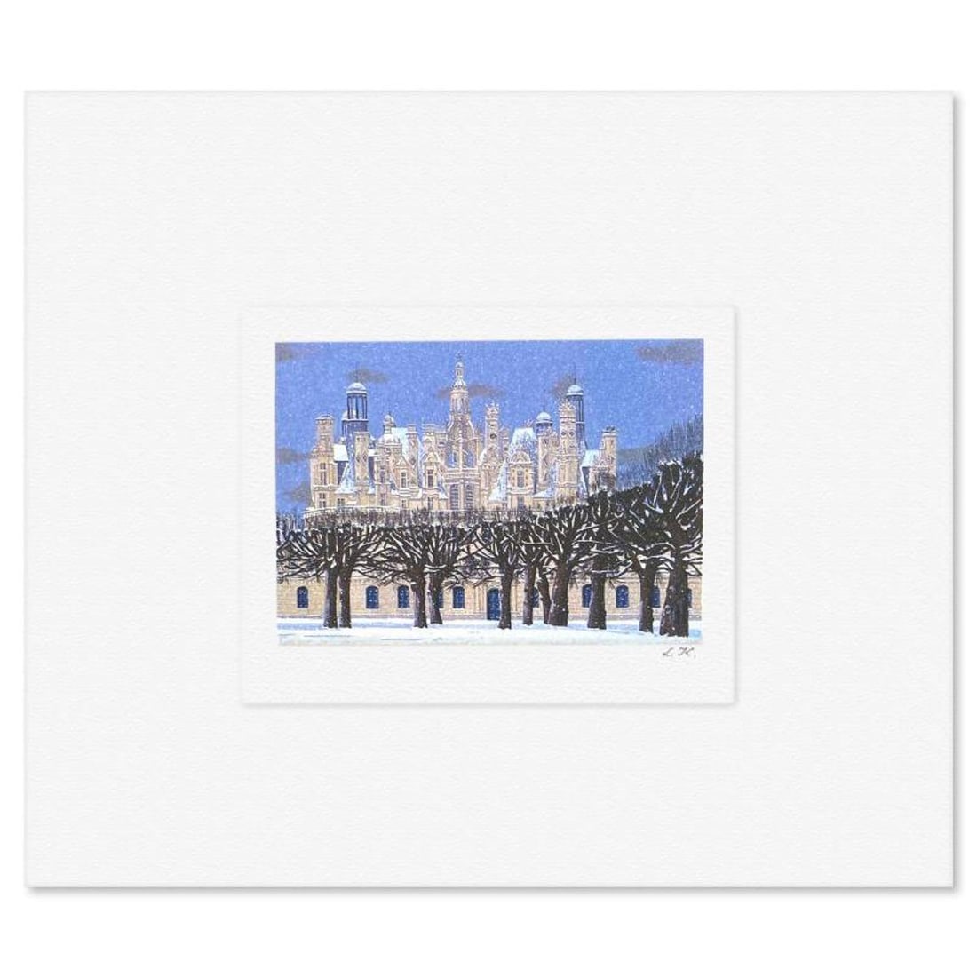 Liudmila Kondakova, "Chambord Snowfall" Limited Edition Lithograph, Numbered and Hand Signed with: Chambord Snowfall is a limited edition lithograph on paper by Liudmila Kondakova, hand signed by the artist. Includes Letter of Authenticity. Measures approx. 6" x 7" (border), 2" x 3" (image). Refere