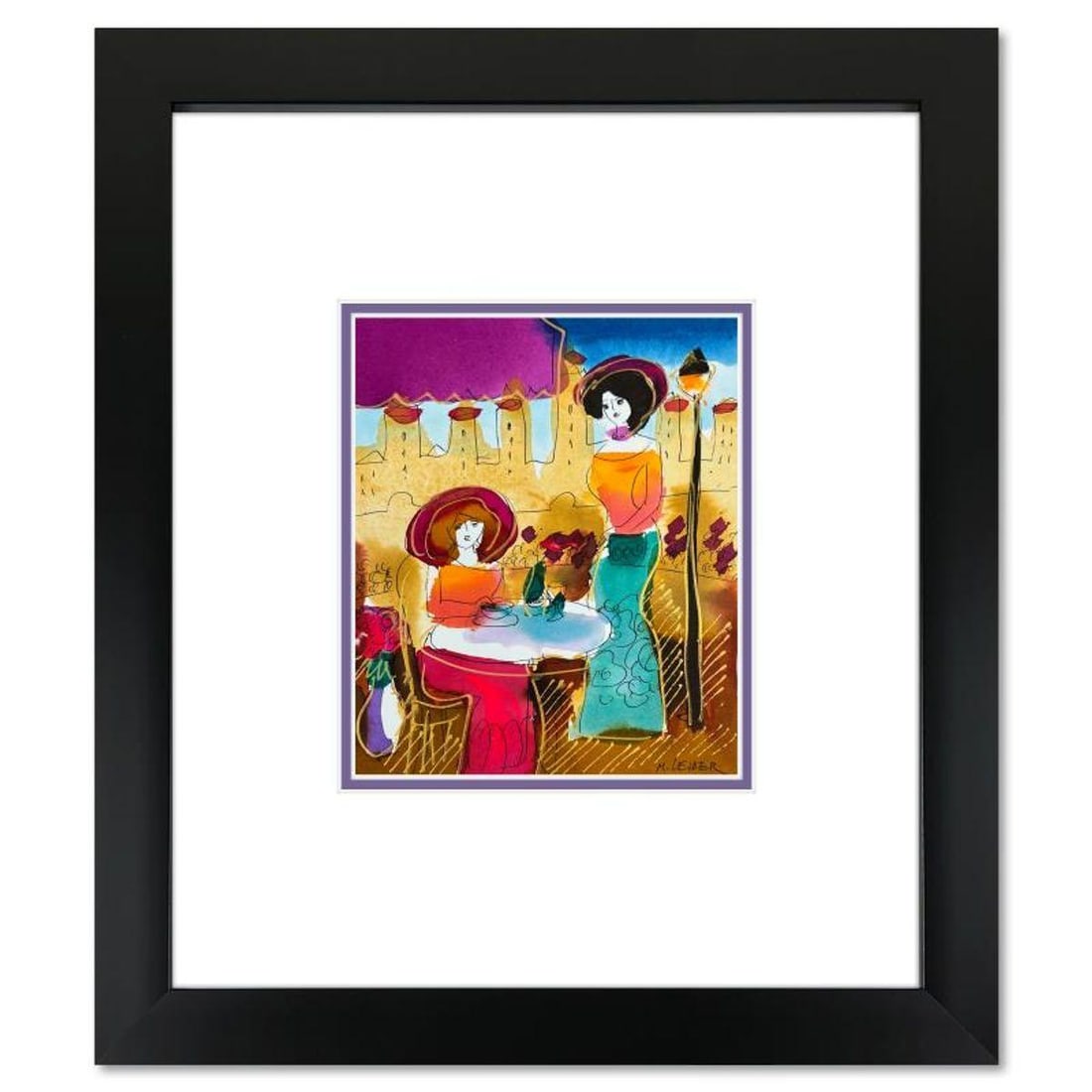 Moshe Leider, Framed Original Mixed Media Watercolor Painting, Hand Signed with Letter of: This is an original mixed media watercolor painting on paper by Moshe Leider. Hand signed by the artist, this piece comes custom framed and includes a Letter of Authenticity. Measures approximately 15