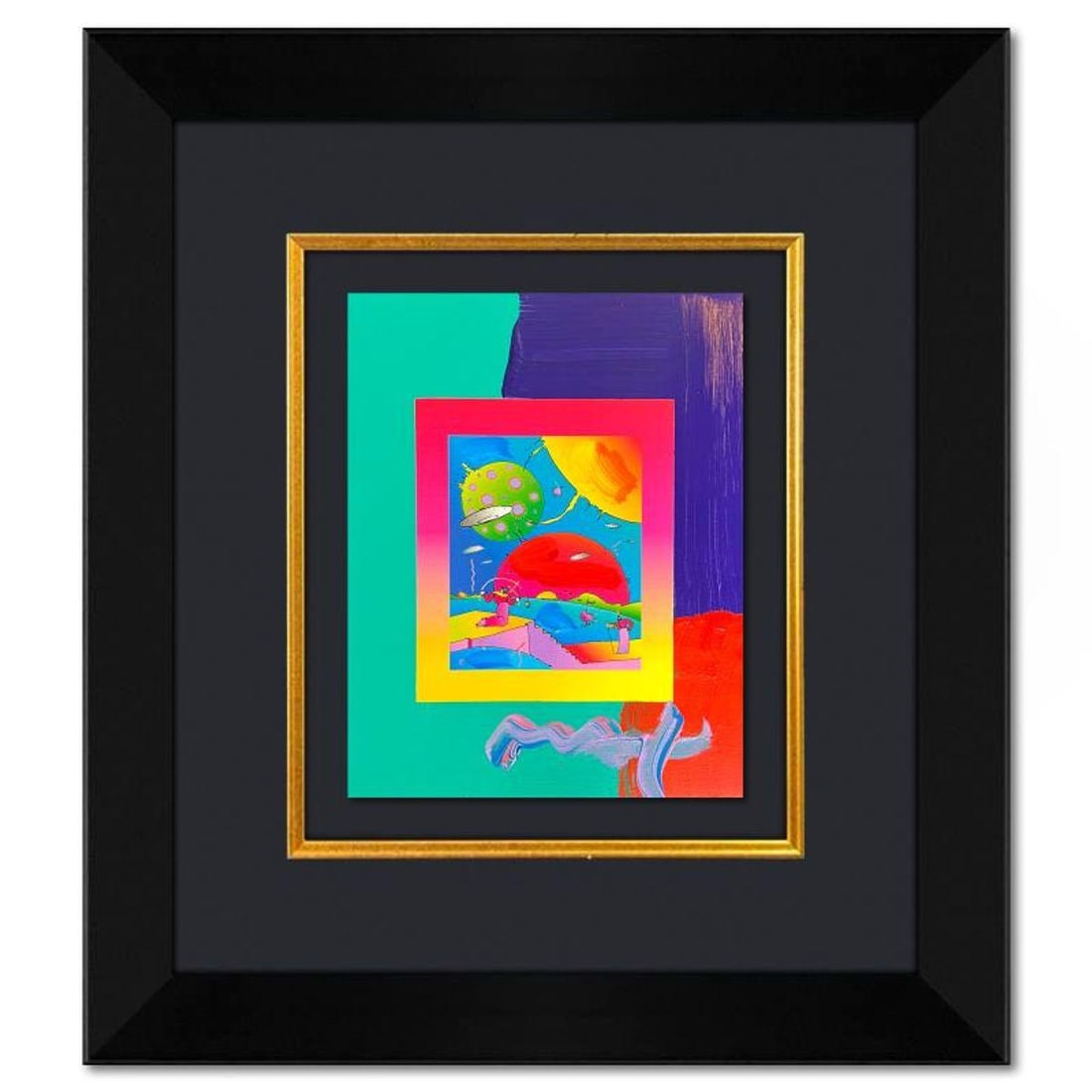 Peter Max, "Year 2250" Framed One-of-a-Kind Acrylic Mixed Media, Hand Signed with Registration (1 of 2)