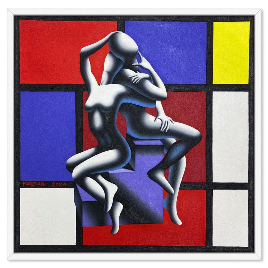 Mark Kostabi, "Intersection of the Heart" Framed Original Oil Painting on Canvas, Hand Signed with a: Intersection of the Heartis an original oil painting on canvas by Mark Kostabi, hand signed by the artist. This piece comes custom framed. Includes Certificate of Authenticity. Measures approx. 23" x