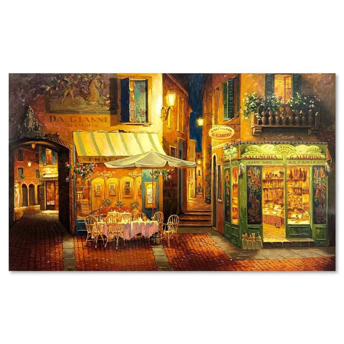Viktor Shvaiko, "Evening in Verona" Hand Embellished Limited Edition Printer's Proof on Canvas (34": Evening in Verona is a hand embellished limited edition printer's proof on stretched canvas by Viktor Shvaiko, numbered and hand signed by the artist. Includes Letter of Authenticity. Measures approx.