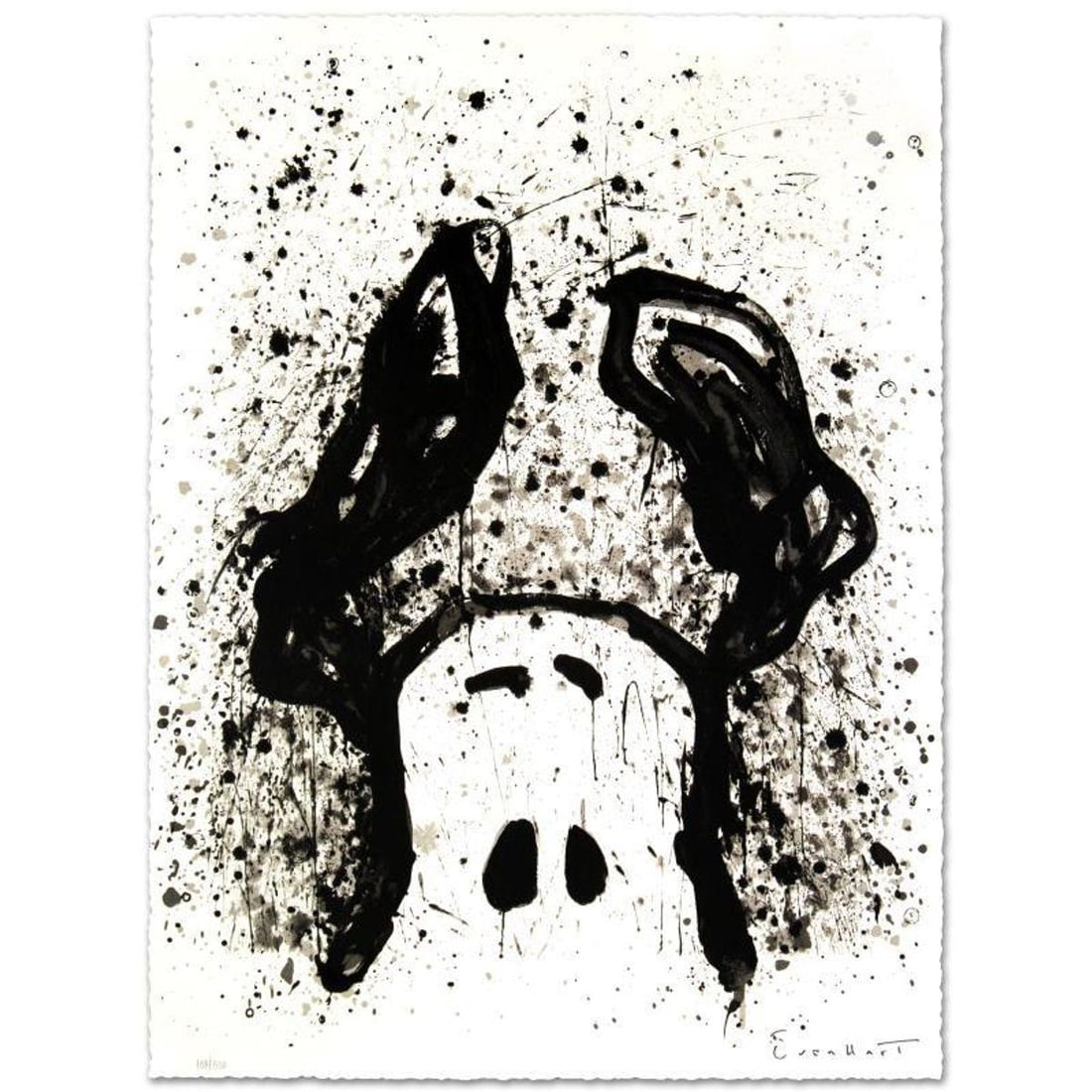 Watchdog 12 O'Clock Limited Edition Hand Pulled Original Lithograph by Renowned Charles Schulz: Watchdog 12 O'Clock is a limited edition hand pulled original lithograph on museum quality deckle-edge paper, numbered and hand signed by Tom Everhart. This is one of the final Everhart editions to