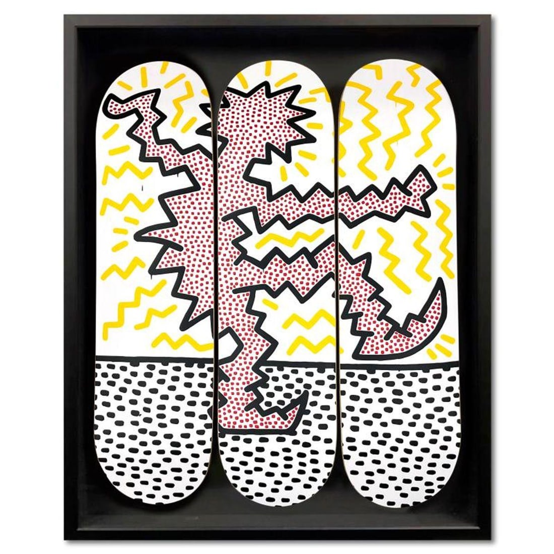 Keith Haring (1958-1990), "Electric" Framed Skateboard Triptych, Plate Signed with Letter of (1 of 3)