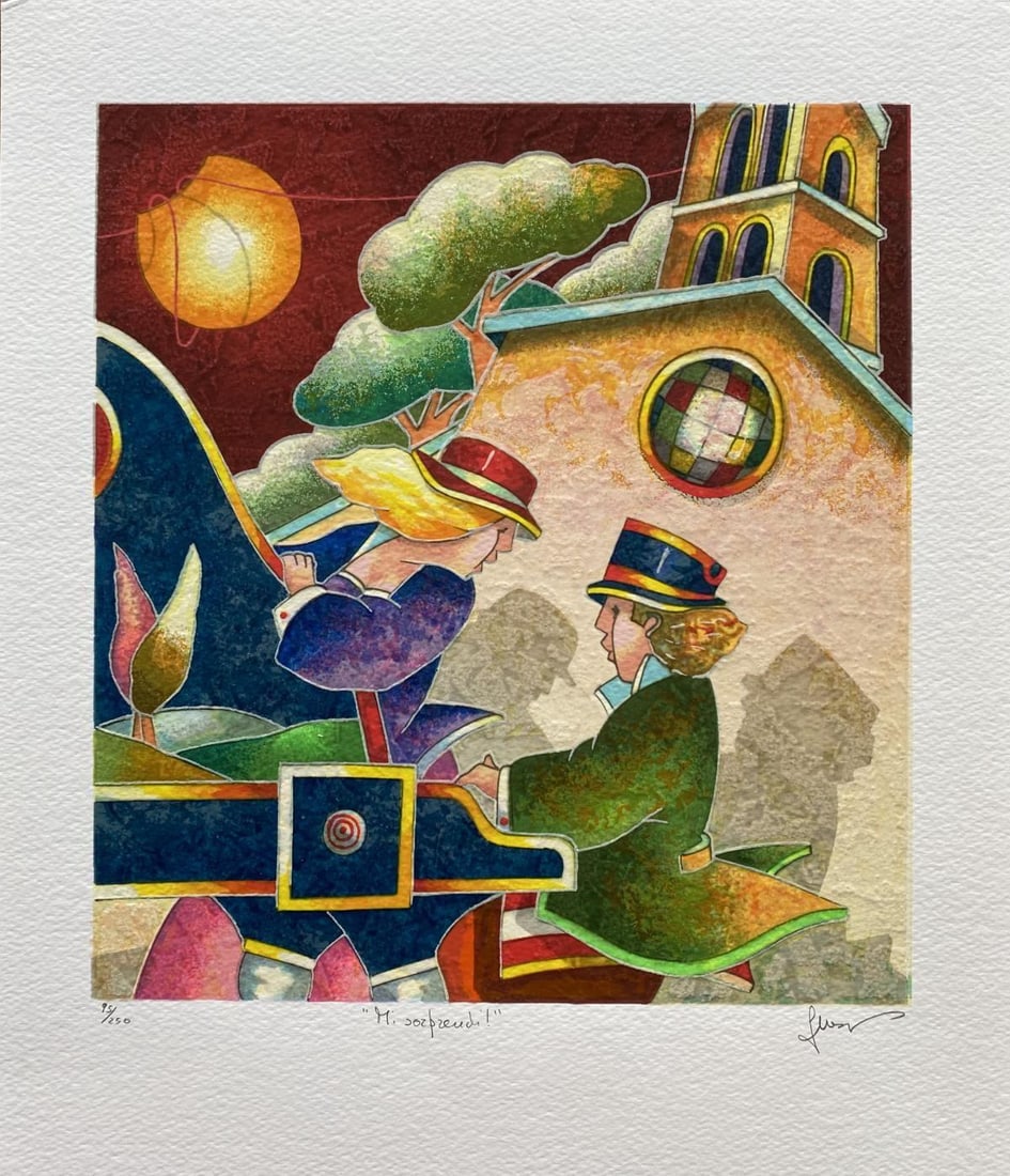 Francesco Nesi- Original Serigraph on Paper "MI SORPRENDI": Artist: Francesco Nesi. Medium: Original Serigraph on Paper. Title: MI SORPRENDI. Size: 14" x 12". Signature: Hand Signed and Numbered by the Artist. Certificate of Authenticity: Is Included.