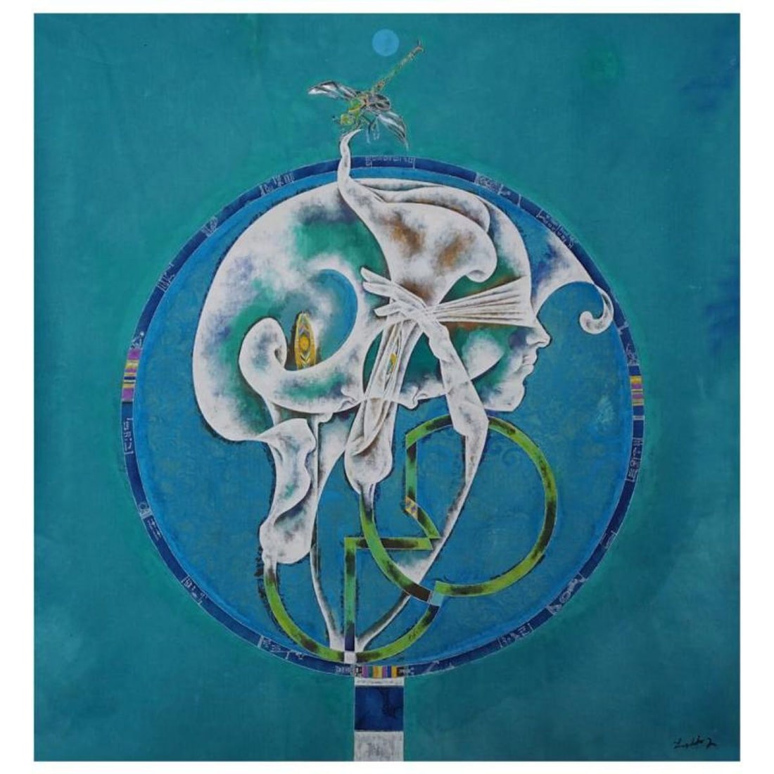 Lu Hong, "Floral Spirit 06" Original Mixed Media Painting, Hand Signed and with Letter of: Floral Spirit 06 (2003) is an original mixed media painting on paper by Lu Hong. Hand signed by the artist, the piece comes with a letter of authenticity. Measures approximately 35" x 34.5".