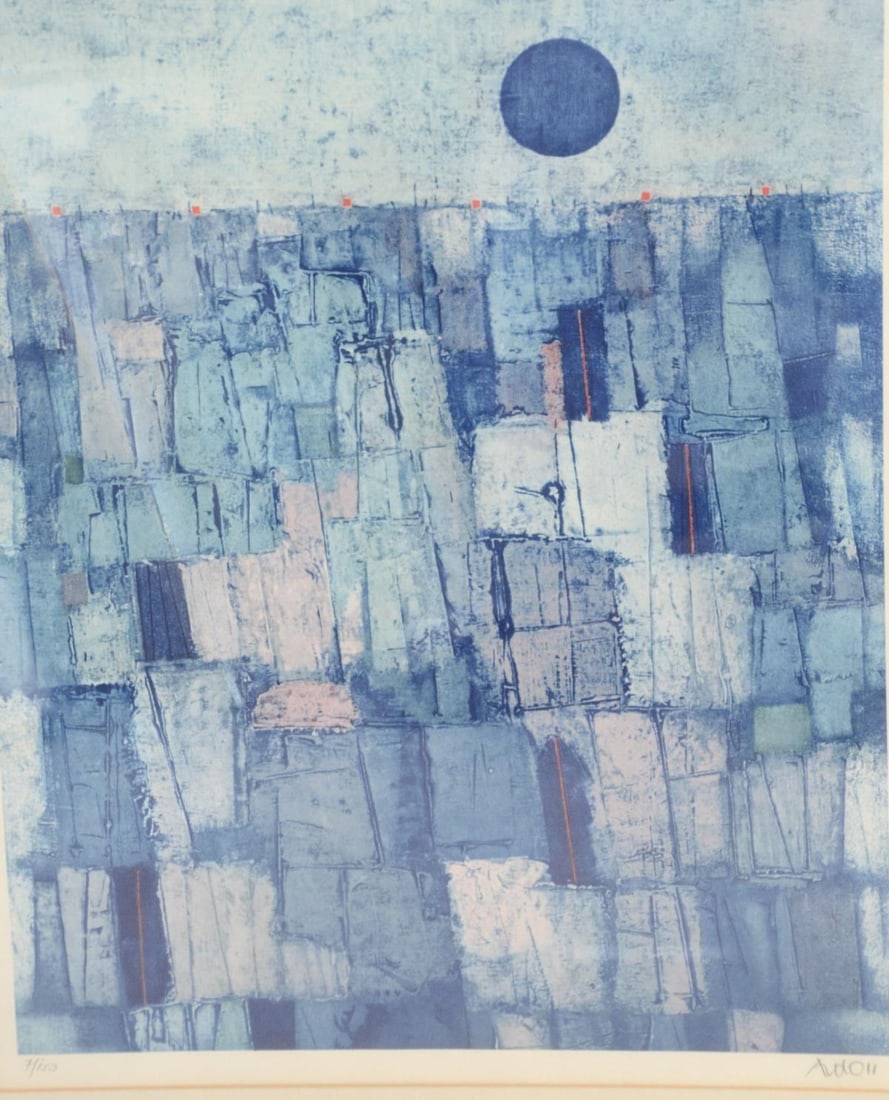 Mordecai Ardon- Lithograph on paper: Artist: Mordecai Ardon. Medium: Lithograph on paper. Measures approx. 30" x 40" (framed). Signature: Hand signed and numbered. Reference#: 45533.