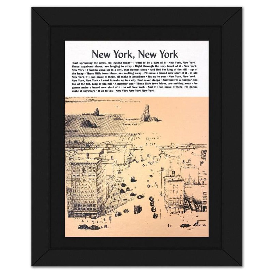 Steve Kaufman (1960-2010), "New York to California" Hand Pulled Limited Edition Silscreen, Numbered: New York to California is a hand pulled limited edition silkscreen on canvas by Andy Warhol protege, Steve Kaufman (1960-2010), numbered PP 17/50 inverso and hand signed by the artist. Includes Letter