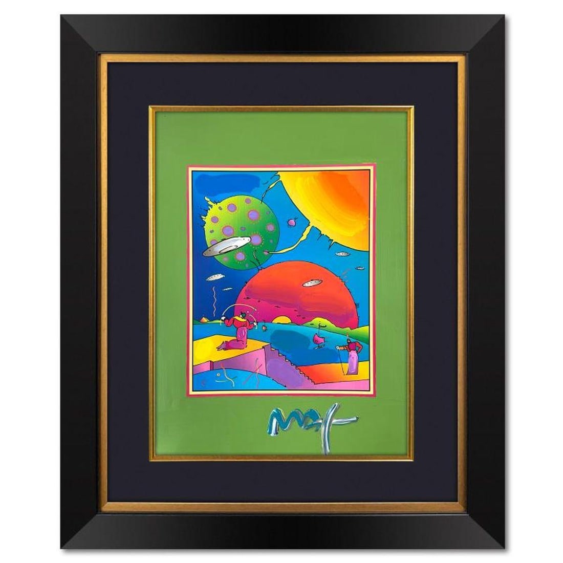 Peter Max, "Tennessee State Museum Exhibition" Framed One-of-a-Kind Acrylic Mixed Media, Hand Signed: Tennessee State Museum Exhibition is a one-of-a-kind acrylic mixed media on paper, hand signed by Peter Max. The piece comes custom framed with a backside cutout to display Peter Max Studio