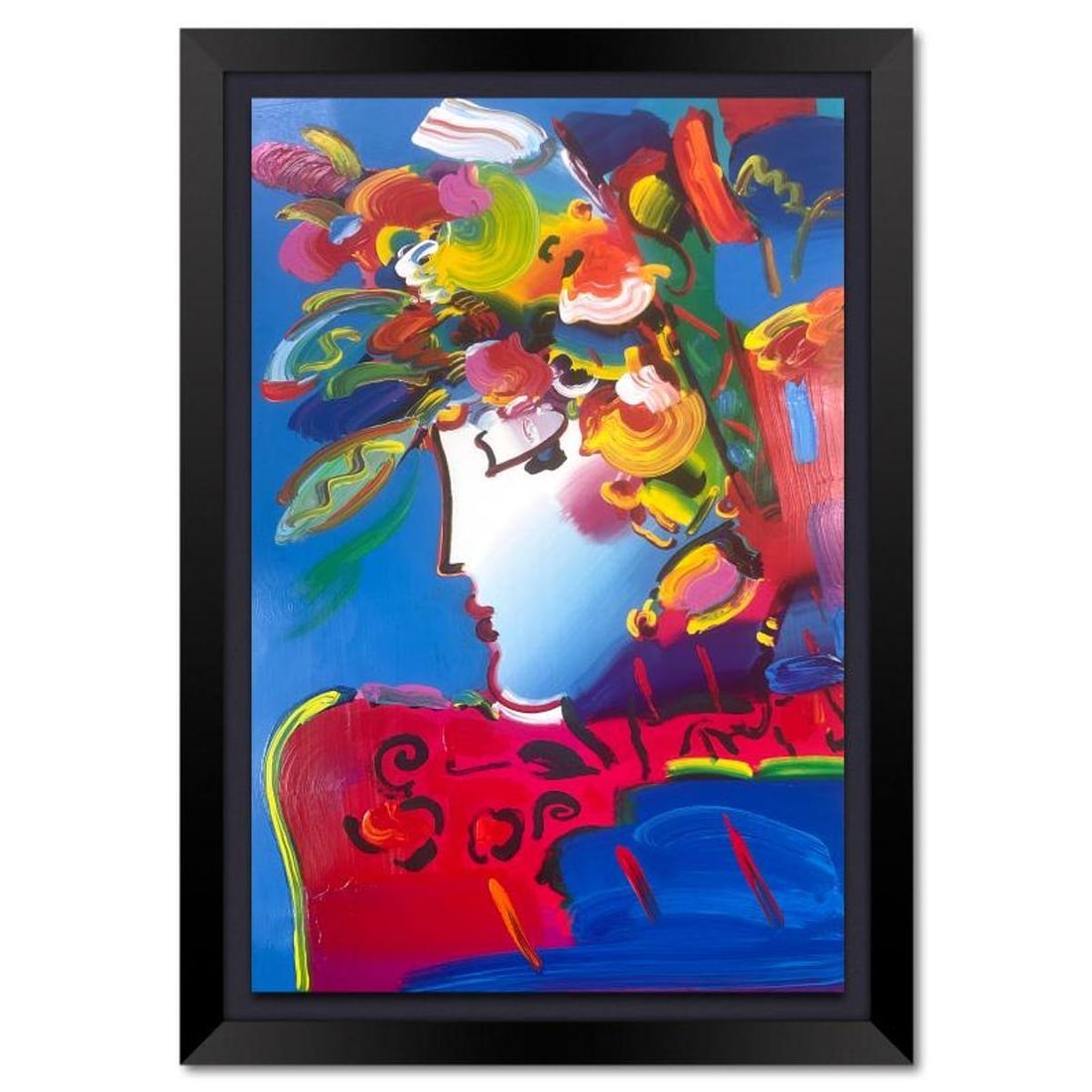 Peter Max, "Blushing Beauty" Framed One-of-a-Kind Acrylic Mixed Media (42" x 30"), Hand Signed with (1 of 3)