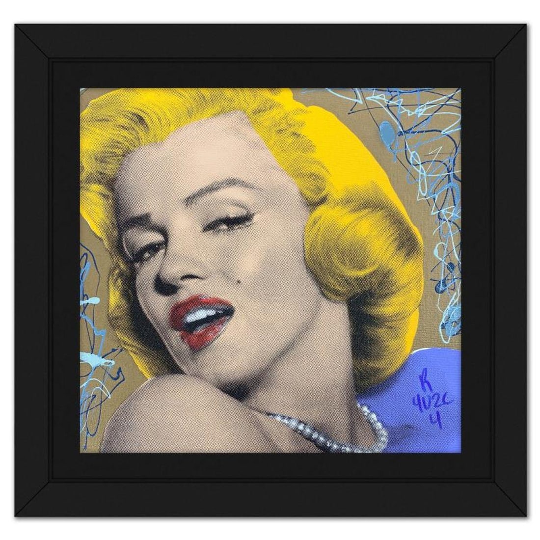 Ringo Daniel Funes, "Marilyn with Pearls" Framed One-of-a-Kind Mixed Media on Canvas, Hand Signed (1 of 2)
