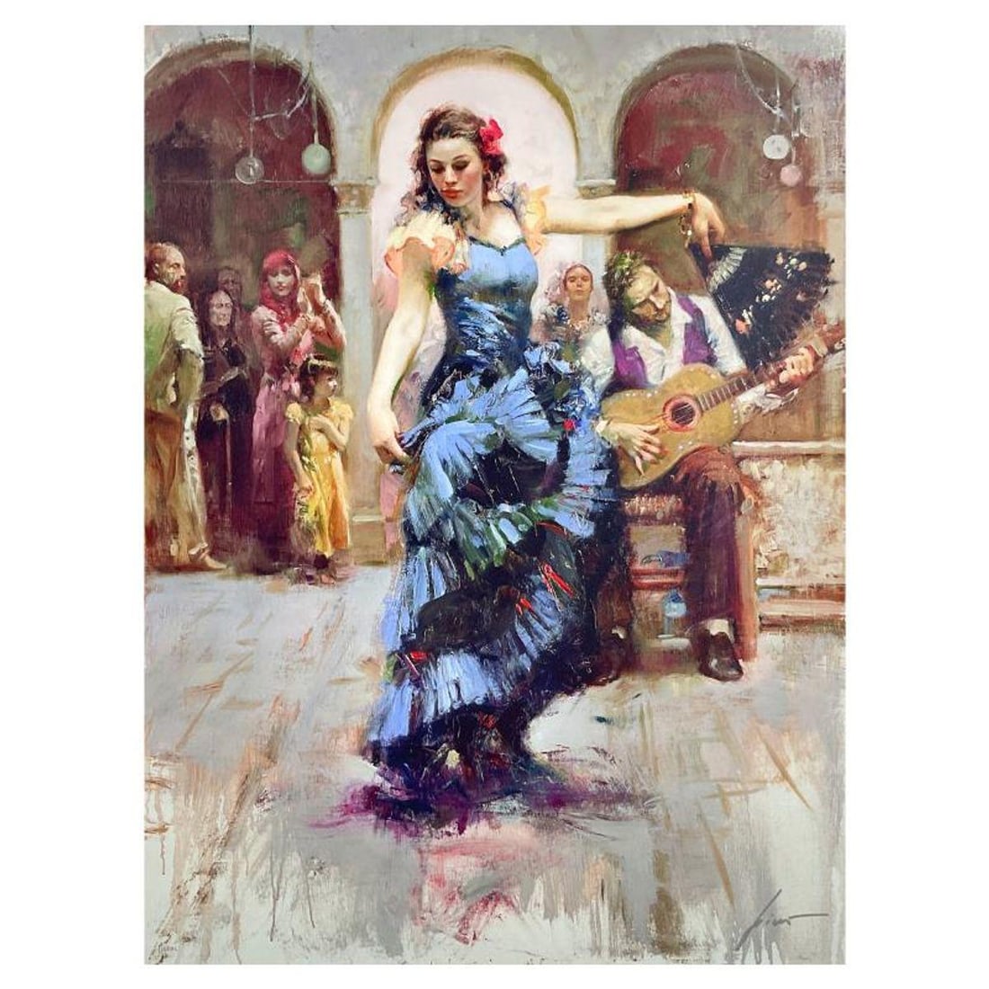 #1 in Edition - Pino (1939-2010), "Dancing at Dusk" Limited Edition on Canvas, HC Numbered 1/25 and: Dancing at Dusk is a limited edition giclee on canvas by Pino (1939-2010), HC numbered 1/25 and hand signed by the artist. Includes Certificate of Authenticity. Measures approx. 40" x 30" (image).