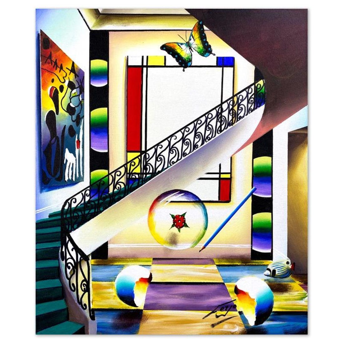 Ferjo, Original Acrylic Painting on Canvas, Hand Signed with Letter of Authenticity.: This is an original acrylic painting on stretched canvas by Ferjo, hand signed by the artist. Includes Letter of Authenticity. Measures approx. 24" x 20" (image).