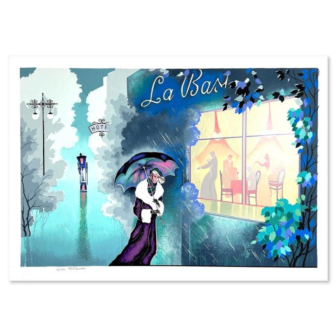 Zina Roitman, Limited Edition Serigraph, Hand Signed and Numbered, Letter of Authenticity.: This is a limited edition serigraph on paper by Zina Roitman. The piece comes hand signed by the artist, numbered, and with a letter of authenticity. Measures approximately 17" x 25". Reference#: 9339