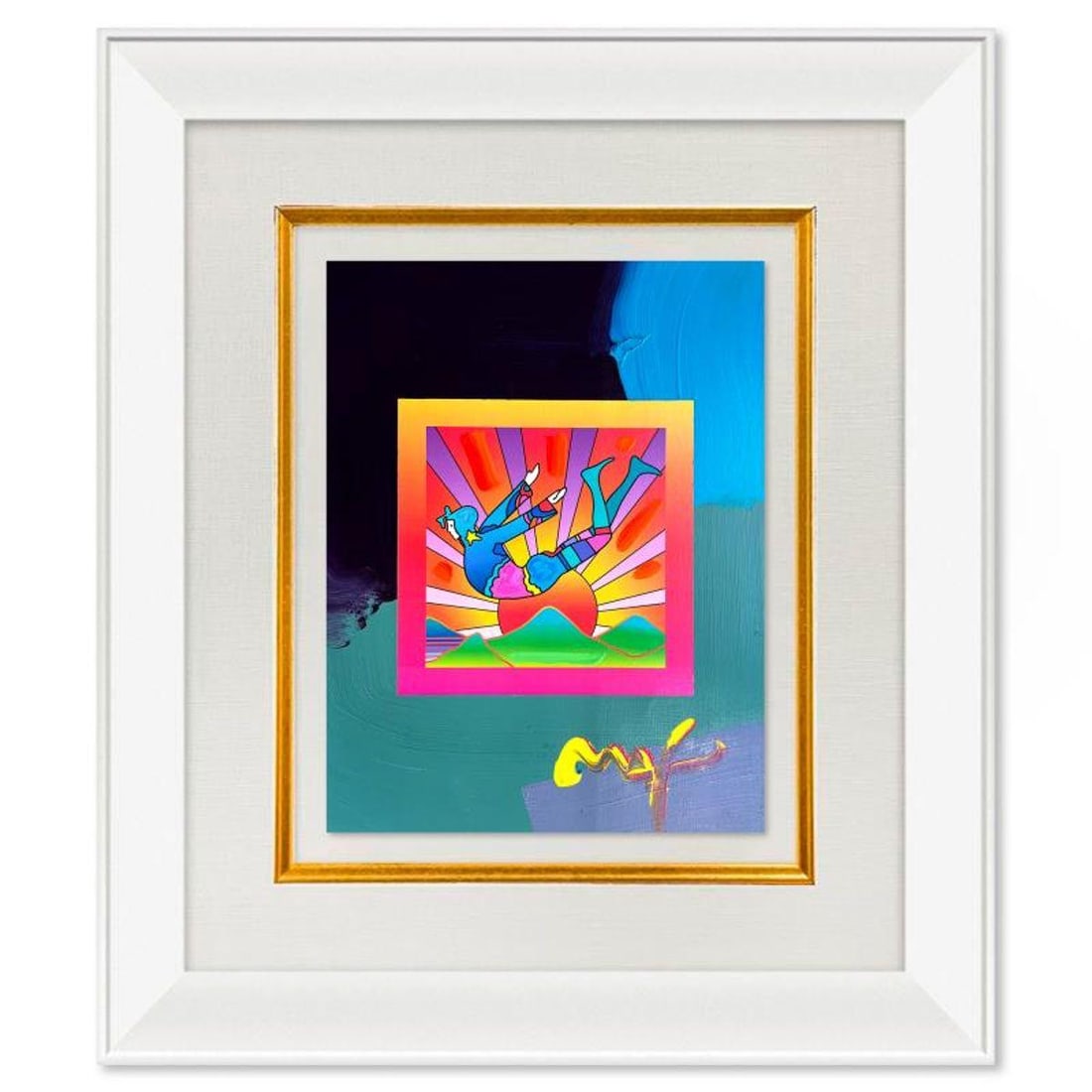 Peter Max, "Cosmic Flyer" Framed One-of-a-Kind Acrylic Mixed Media, Hand Signed with Registration (1 of 2)
