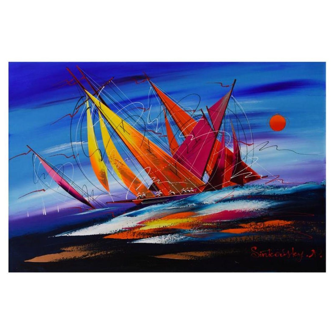 Natalia Sinkovsky, Original Acrylic Painting on Canvas, Hand Signed with Letter Authenticity.: This is an original acrylic painting on canvas by Natalia Sinkovsky, hand signed by the artist. Includes Letter of Authenticity. Measures approximately 30" x 20" (image).