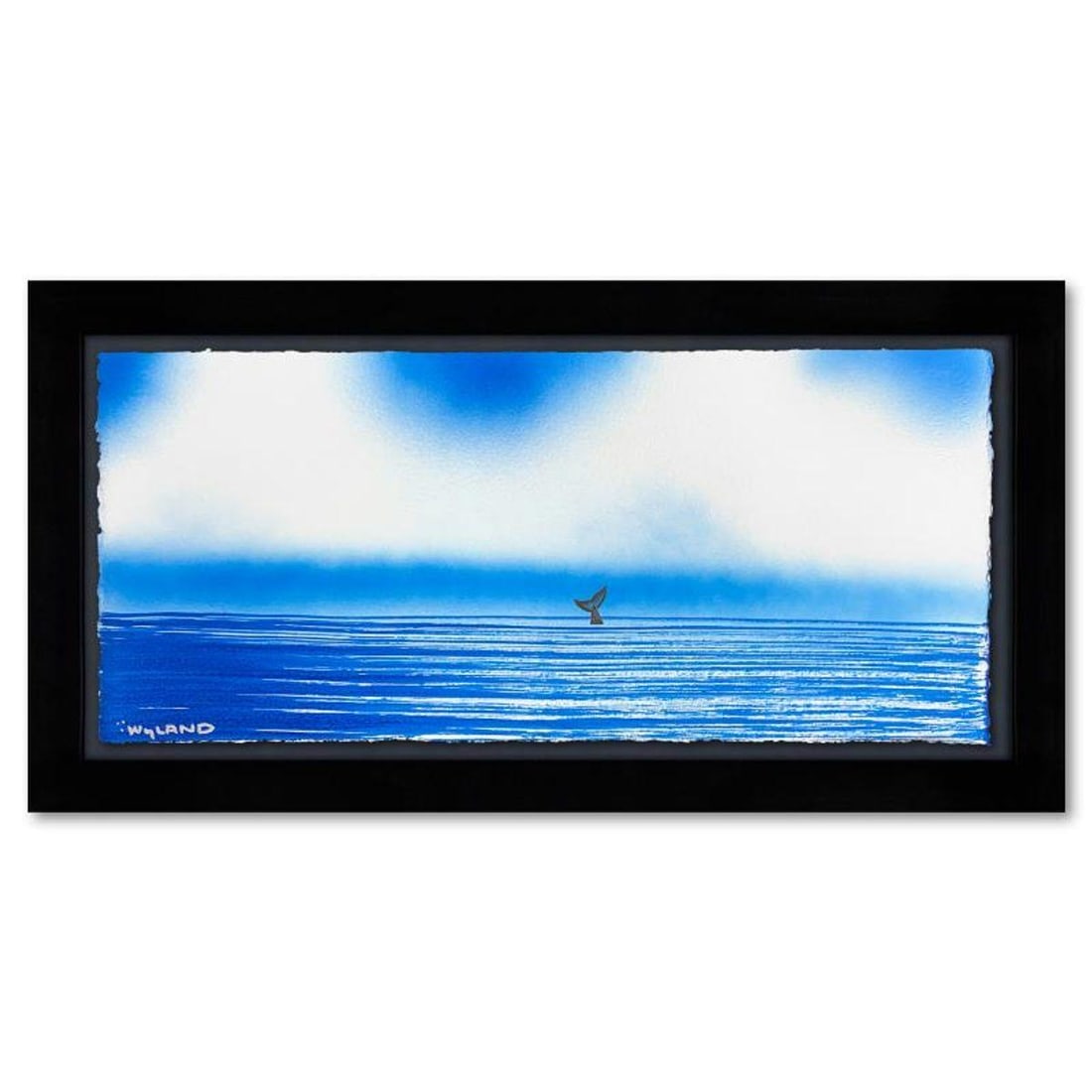 Wyland, "Fluke" Framed, Hand Signed Original Painting with Letter of Authenticity.: Fluke is an original painting acrylic on deckle edge paper by Wyland. Hand signed by the artist, the piece comes custom framed and with a letter of authenticity. Measures approximately 14.5" x 26.5" (