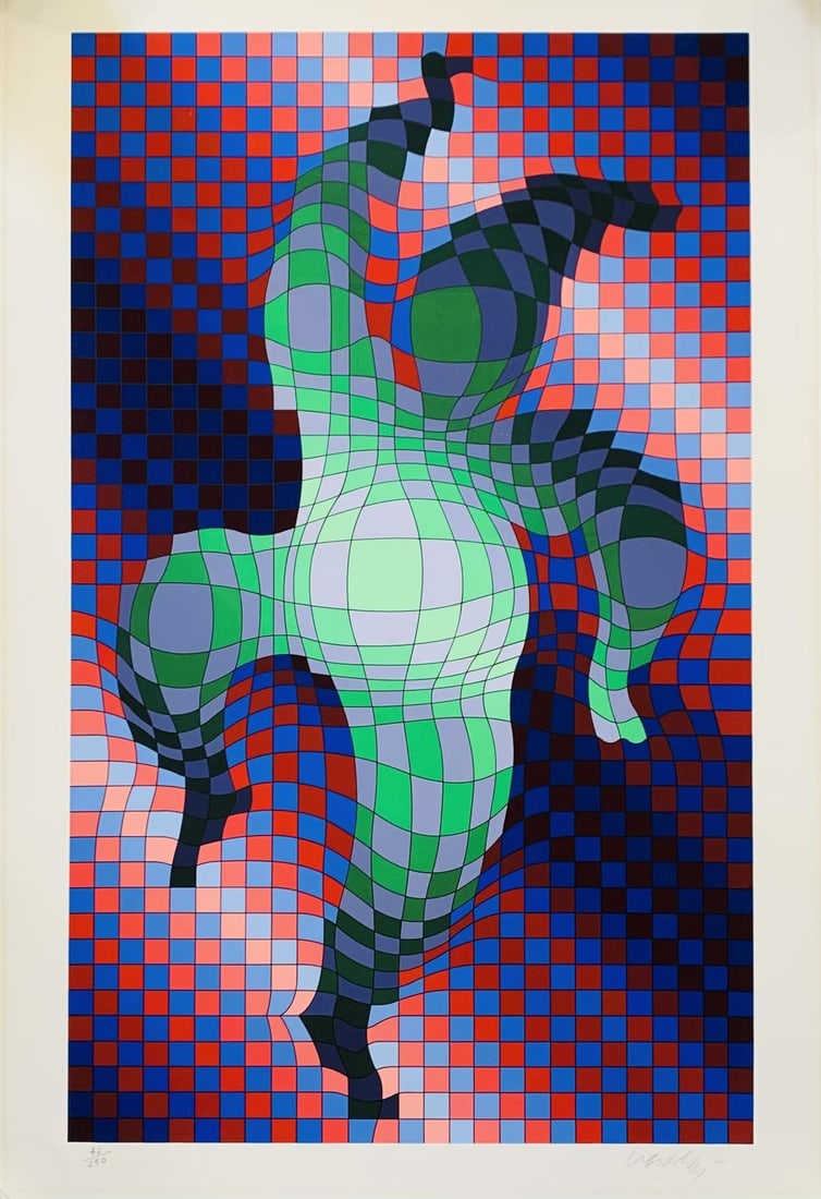 Victor Vasarely- Serigraph "Geometric Composition Dancing Clown" (1 of 3)