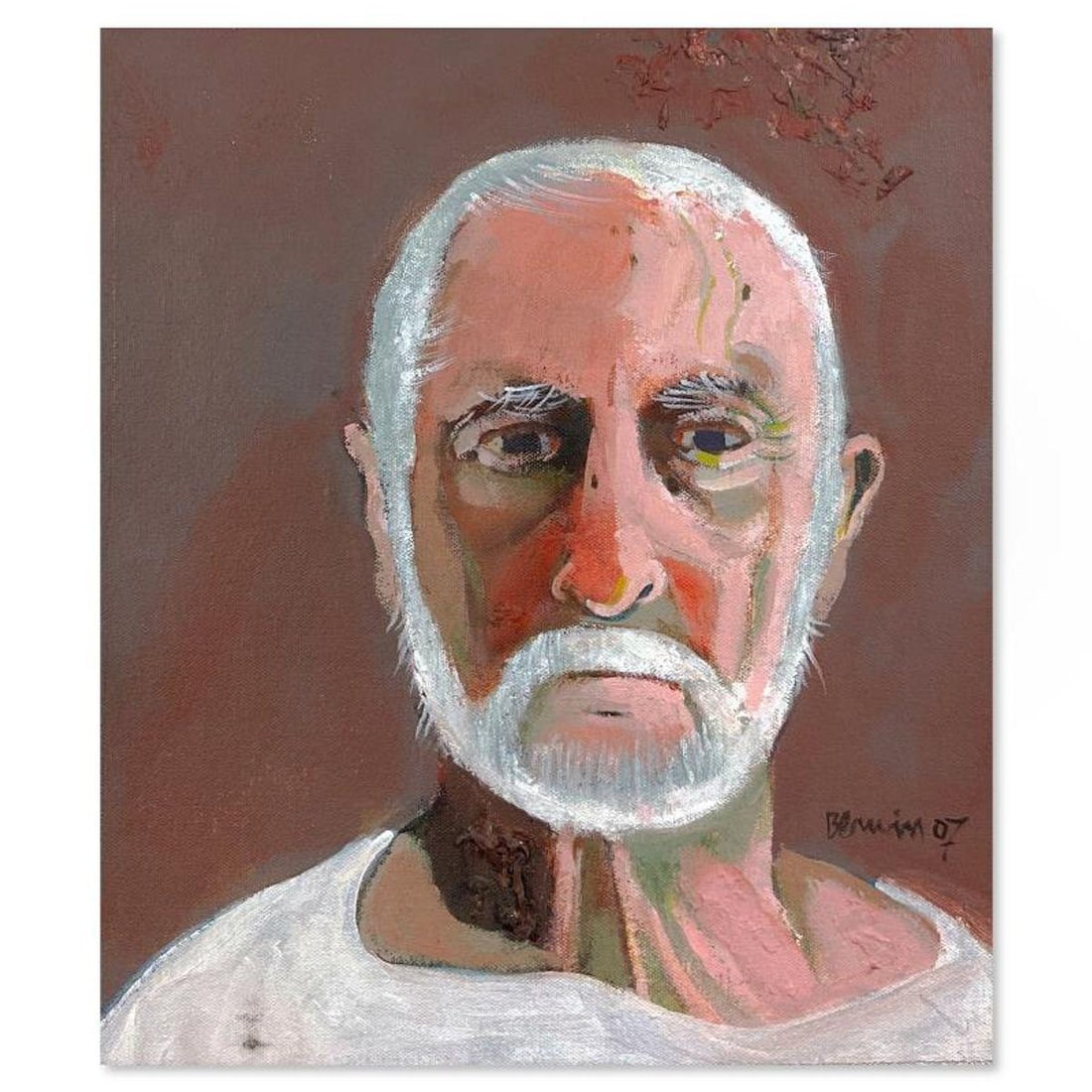 Milton Berwin (1925-2023), "Self Portrait" Original Painting on Canvas (14" x 12"), Hand Signed with (1 of 2)