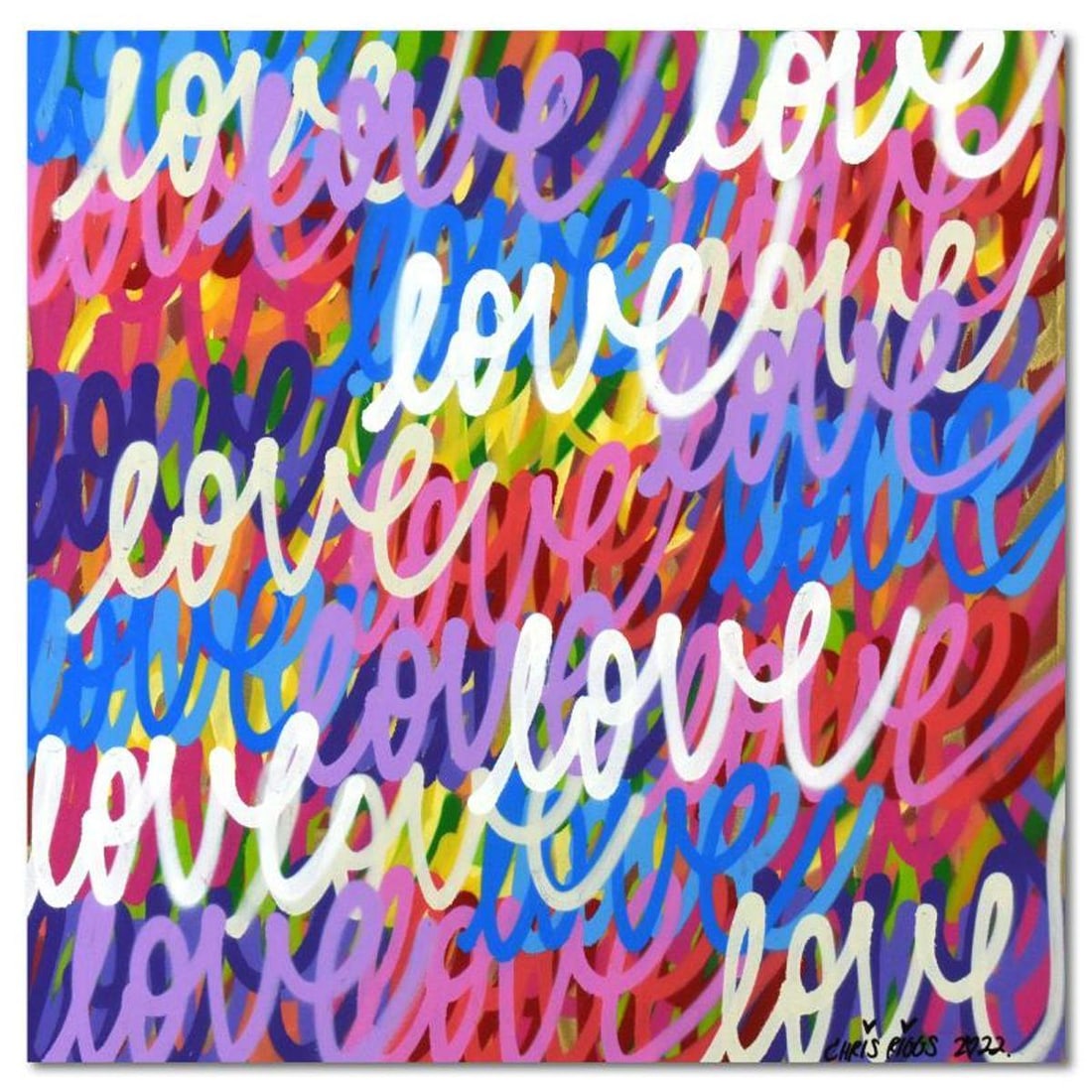 Chris Riggs, "Love" Original Spray Paint Painting on Gallery Wrapped Canvas, Hand Signed with Letter (1 of 2)