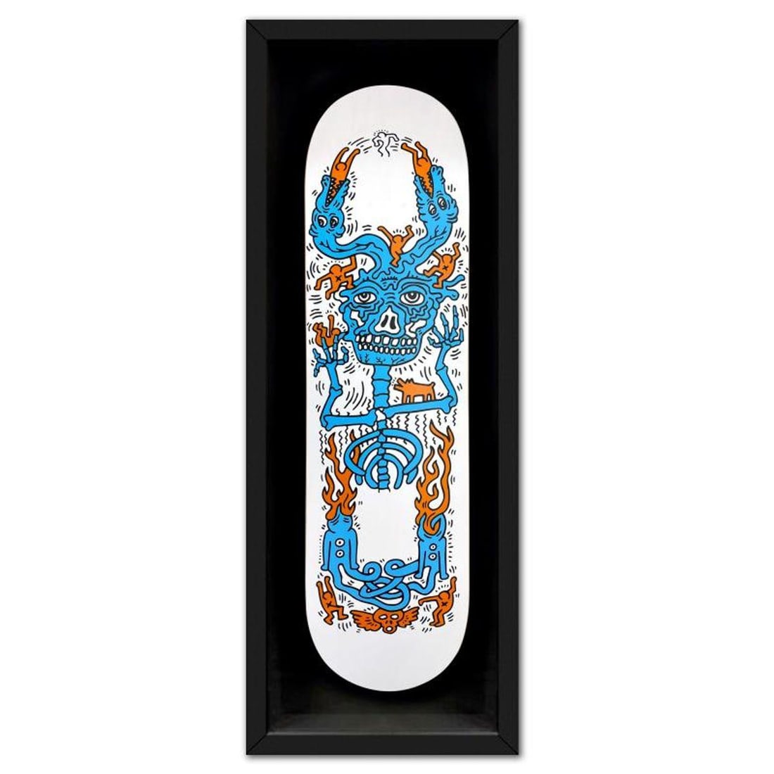 Keith Haring (1958-1990), "Untitled (Inferno)" Framed Skateboard, Plate Signed with Letter of: Untitled (Inferno) is a skateboard by Keith Haring (1958-1990), bearing the plate signature of the artist inverso. This comes custom framed. Includes Letter of Authenticity. Measures approx. 38" x 14.