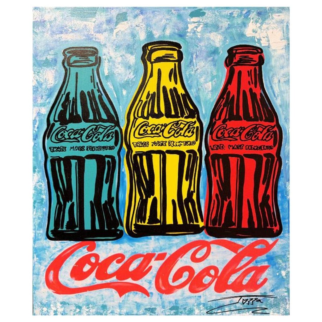 Jozza, "Coca Cola" Unique Mixed Media on Canvas, Hand Signed Inverso with Letter of Authenticity. (1 of 1)