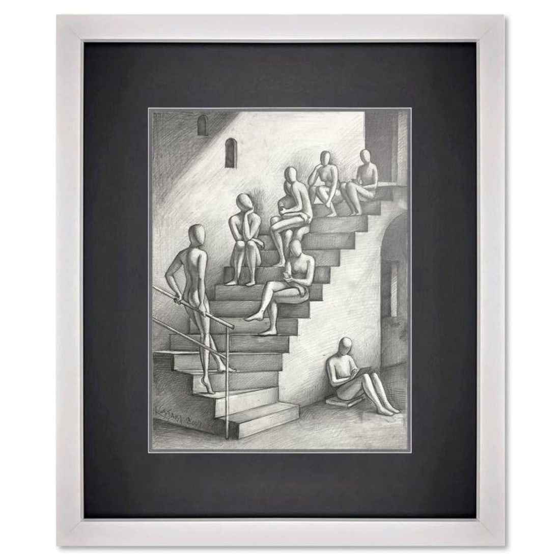 Mark Kostabi, "The Non-Conformist" Framed Original Drawing on Paper, Hand Signed with Certificate of: The Non-Conformist is an original drawing on paper by Mark Kostabi, hand signed by the artist. This piece comes custom framed. Includes Certificate of Authenticity. Measures approx. 20.5" x 17" (frame