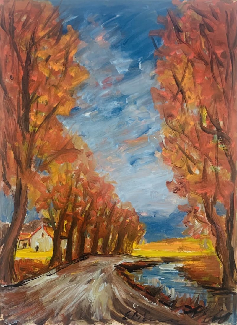 E.R.- Acrylic painting on paper: Artist: E.R.. Medium: Acrylic painting on paper . Size: 12" x 17". Reference#: 37496.