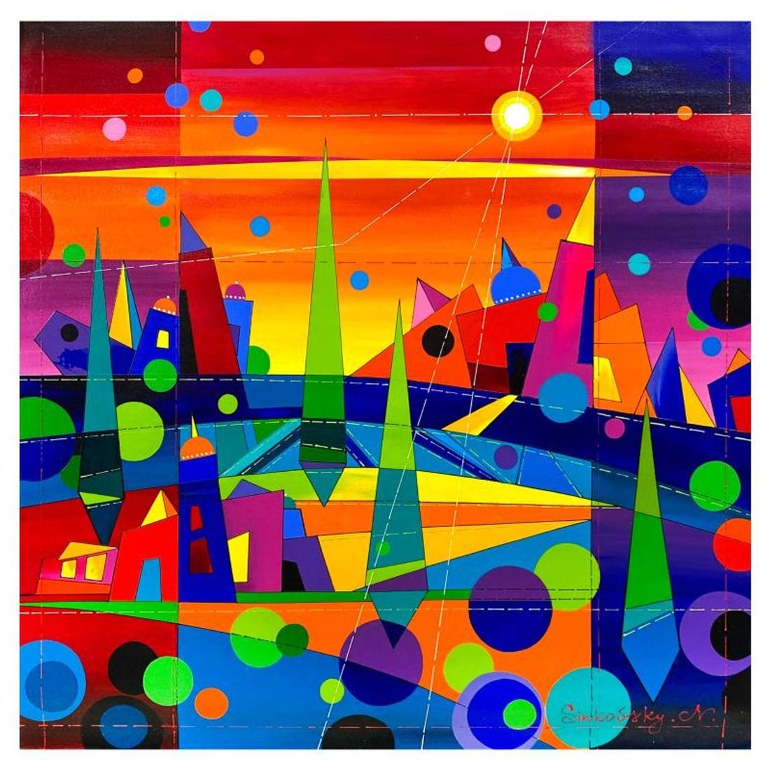 Natalia Sinkovsky, Original Acrylic Painting on Canvas, Hand Signed with Letter of Authenticity: This is an original acrylic painting on canvas by Natalia Sinkovsky, hand signed by the artist. Includes Letter of Authenticity. Measures approx. 36" x 36" (image).