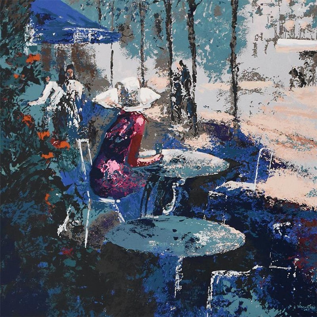 Mark King (1931-2014), "Sidewalk Cafe" Limited Edition Serigraph, Numbered and Hand Signed with - 2