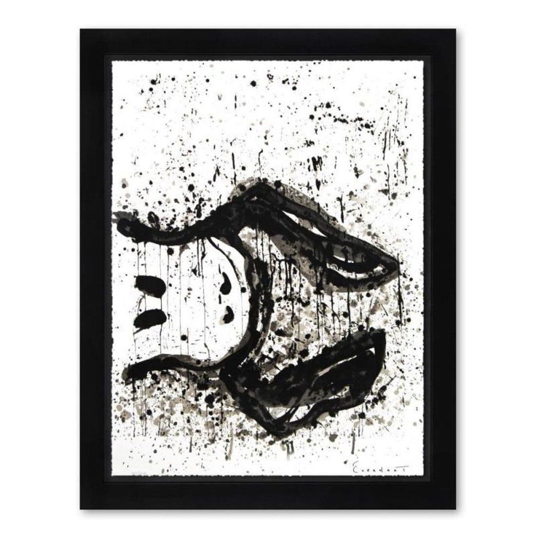 Tom Everhart, "Watchdog 3 O'Clock" Framed Limited Edition Hand Pulled Original Lithograph. Hand: Watchdog 3 O'Clock is a limited edition hand pulled original lithograph on museum quality deckle-edge paper by Tom Everhart. The piece is numbered, and hand signed by the artist. This is one of the fi