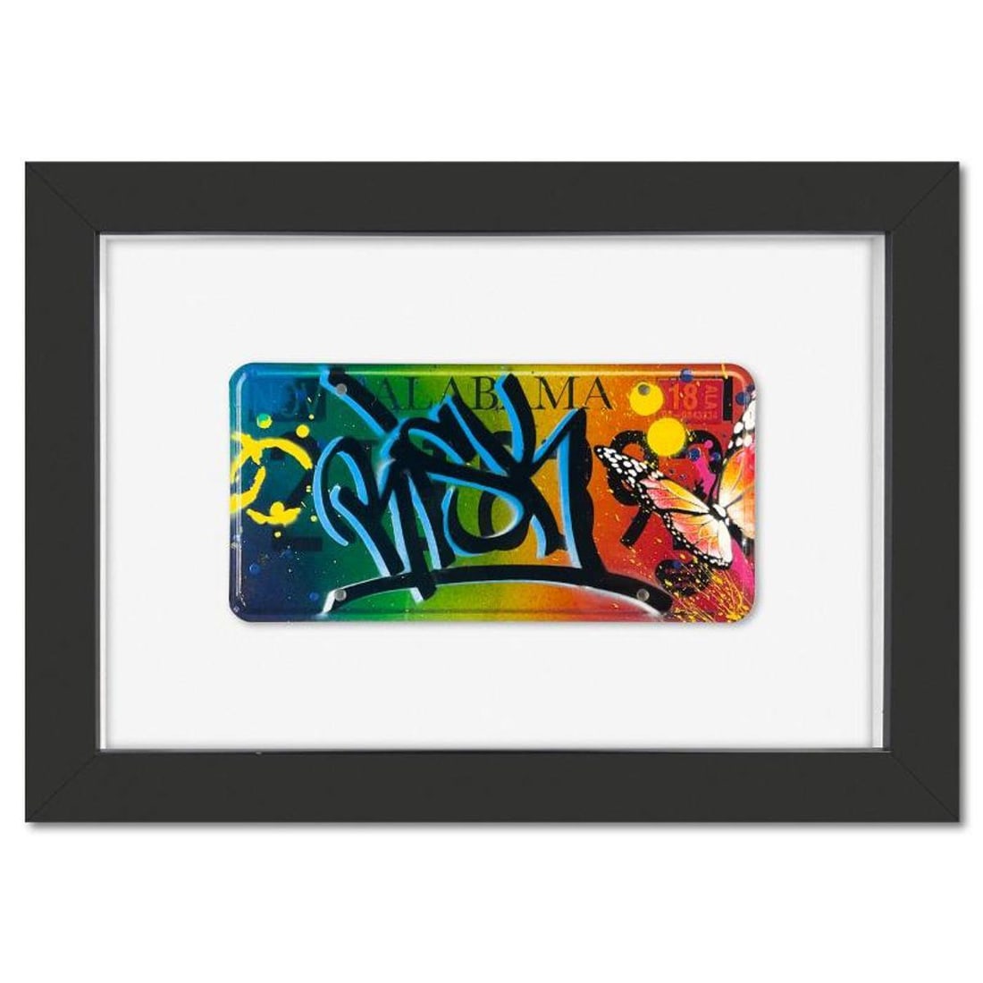 RISK, "License Plate" Framed Mixed Media Original with Letter Authenticity (1 of 1)