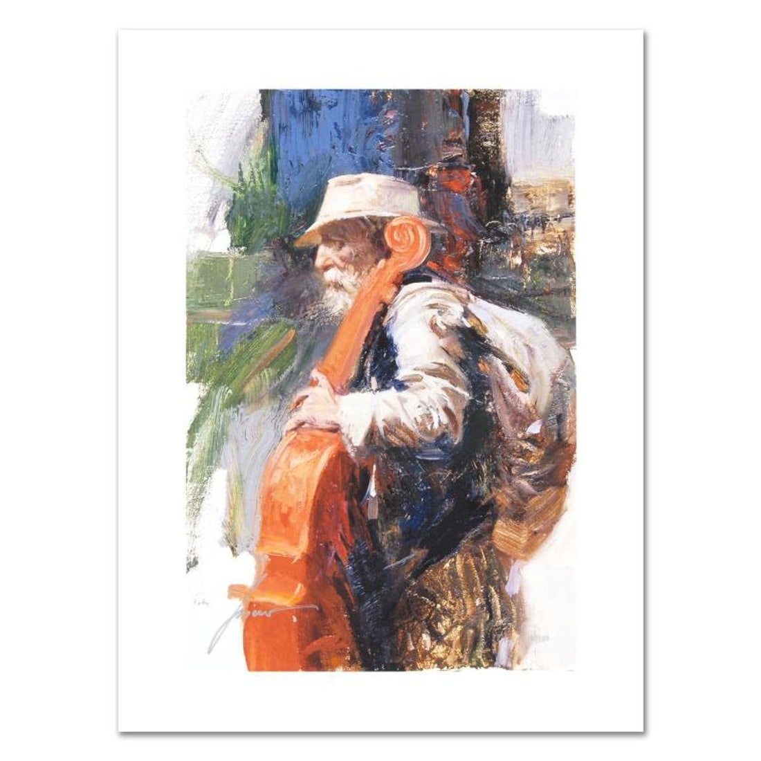 Pino (1939-2010), "The Red Viola" Limited Edition on Canvas, Numbered and Hand Signed with: The Red Viola is a limited edition giclee on canvas by Pino (1939-2010), numbered and hand signed by the artist. Includes Certificate of Authenticity. Measures approx. 12" x 18" (image). Reference#: 9