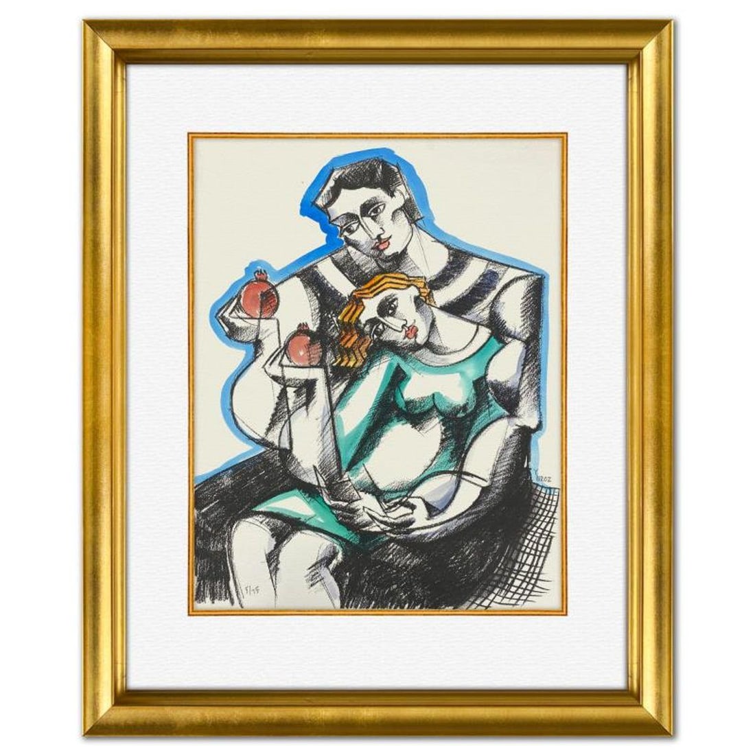 Yuroz, Framed Hand Painted Unique Variation Mixed Media, Numbered 5/75 and Hand Signed with Letter (1 of 2)