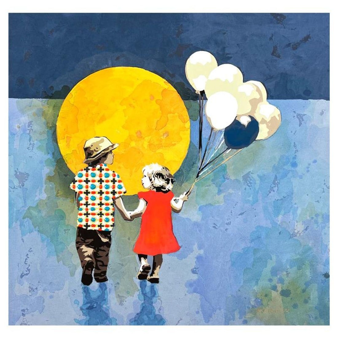 Marina Raiskin, Embellished Hand Signed Limited Edition Canvas with Letter of Authenticity.: This is an untitled limited edition on canvas by Marina Raiskin. The piece is embellished, hand signed by the artist and accompanied by a letter of authenticity. Measures approximately 23" x 22".