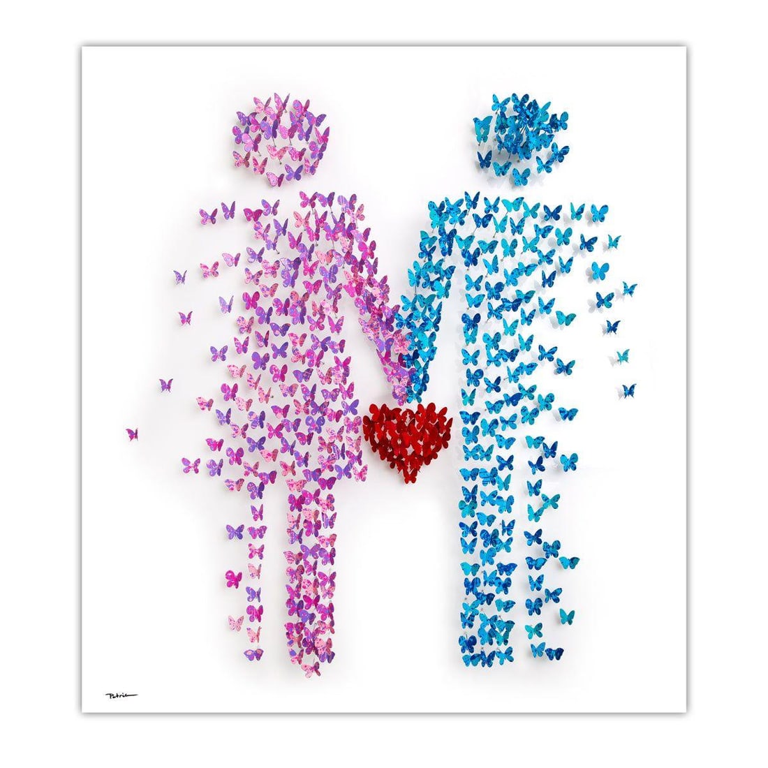 Patricia Govezensky- Original 3D Metal Art on Wood "Two Souls, One Heart": Artist: Patricia Govezensky. Medium: Original 3D Metal Art on Wood. Title: Two Souls, One Heart. Size: 41" x 37.5". Signature: Hand Signed by the artist. Certificate of Authenticity: From the publishe