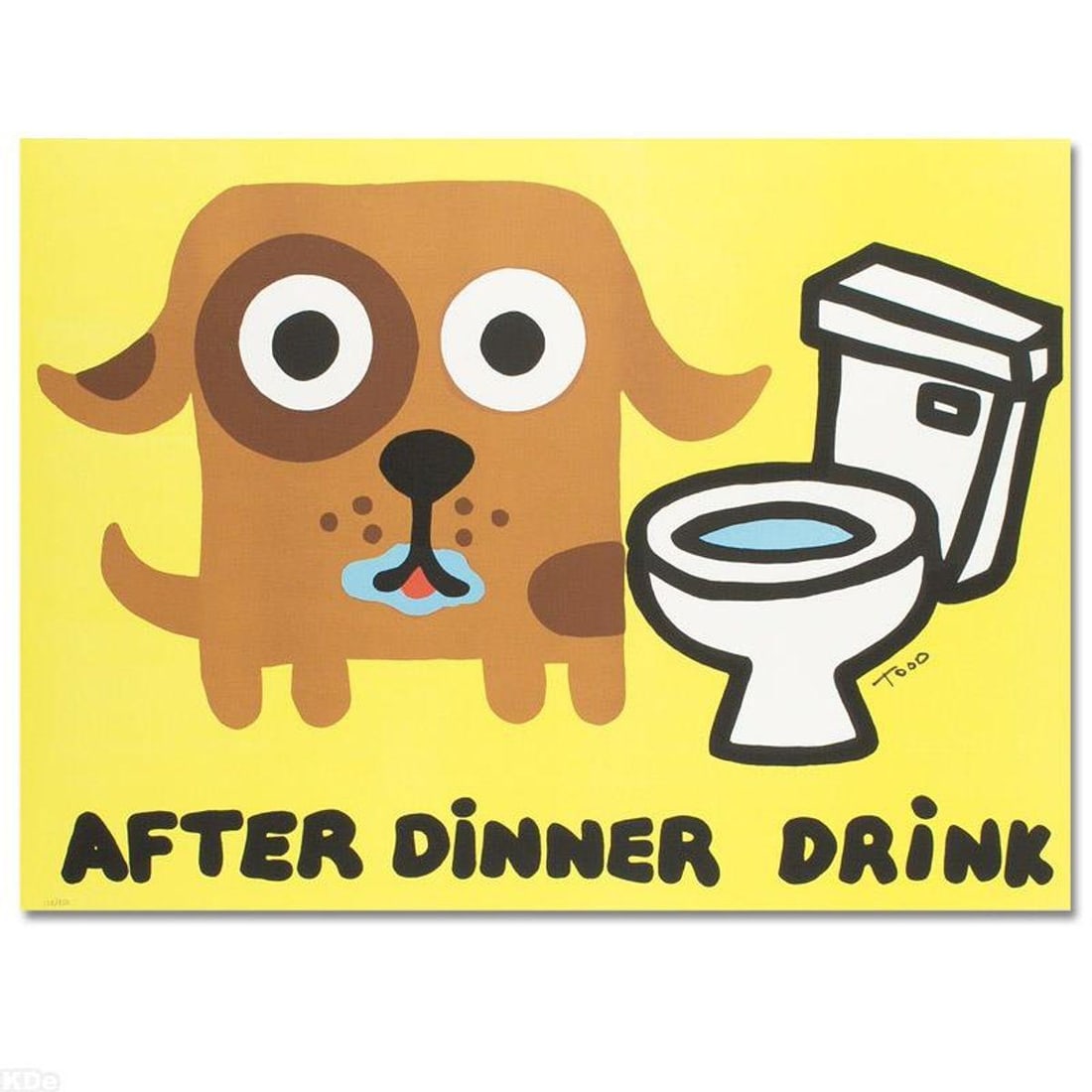 After Dinner Drink Limited Edition Lithograph by Todd Goldman, Numbered and Hand Signed with: Pop artist Todd Goldman is known all across the globe for his whip-smart and wickedly funny puns and pictures! "After Dinner Drink" is a limited edition lithograph on paper, numbered and hand signed b