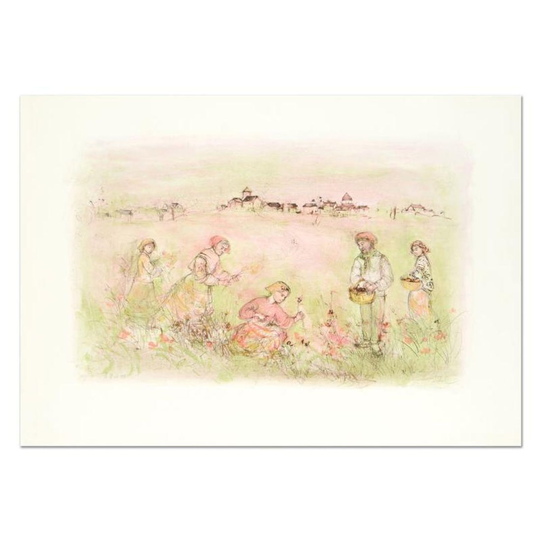 Edna Hibel (1917-2014), "Tuscan Fields" Limited Edition Lithograph on Rice Paper, Numbered and Hand: Tuscan Fields is a limited edition lithograph on rice paper by Edna Hibel (1917-2014), numbered and hand signed by the artist. Includes Certificate of Authenticity. Measures approx. 35.5" x 24.5" (bor