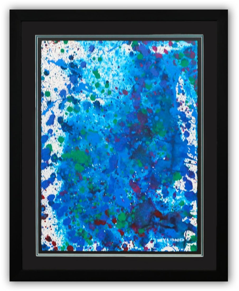 Wyland- Original Watercolor Painting on Deckle Edge Paper "Abstract Drip": Artist: Wyland. Medium: Original Watercolor Painting on Deckle Edge Paper. Title: Abstract Drip. Size: 30" x 22". Measures approx. 40" x 32" (framed). Signature: Hand Signed by the artist. Certificate