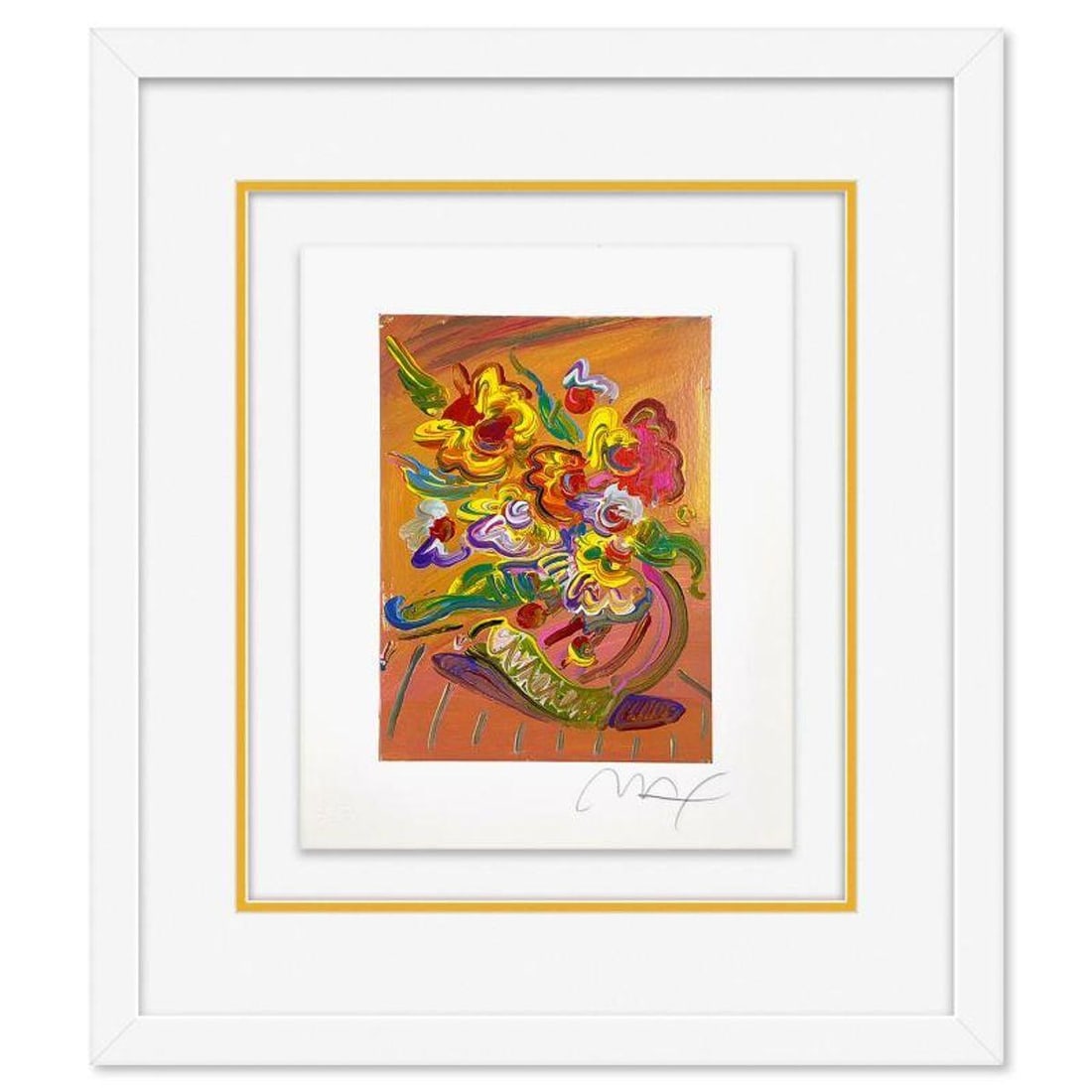 Peter Max, "Vase of Flowers XI" Framed Limited Edition Lithograph, Numbered and Hand Signed with (1 of 2)